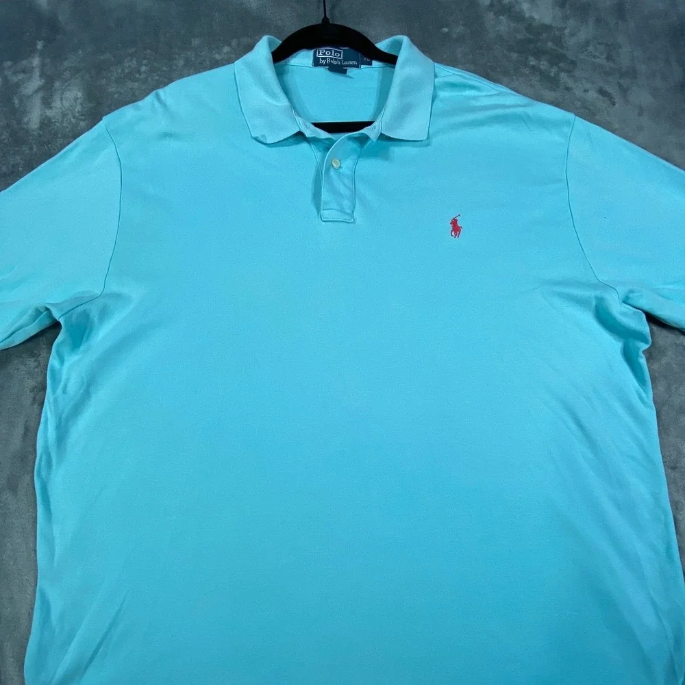 Vintage Ralph Lauren Shirt Mens XL Blue Casual‎ Retro 90s Red Pony Golf Preppy